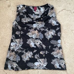 Women's M 212 Collection Floral Sleeveless Top - Black and Gray